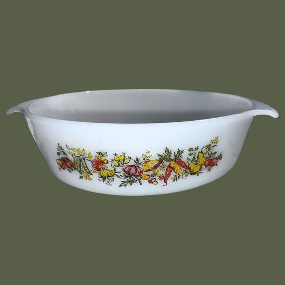 Vintage Fall Harvest Fire King Anchor Hocking 1 qt Casserole Dish - Picture 1 of 6